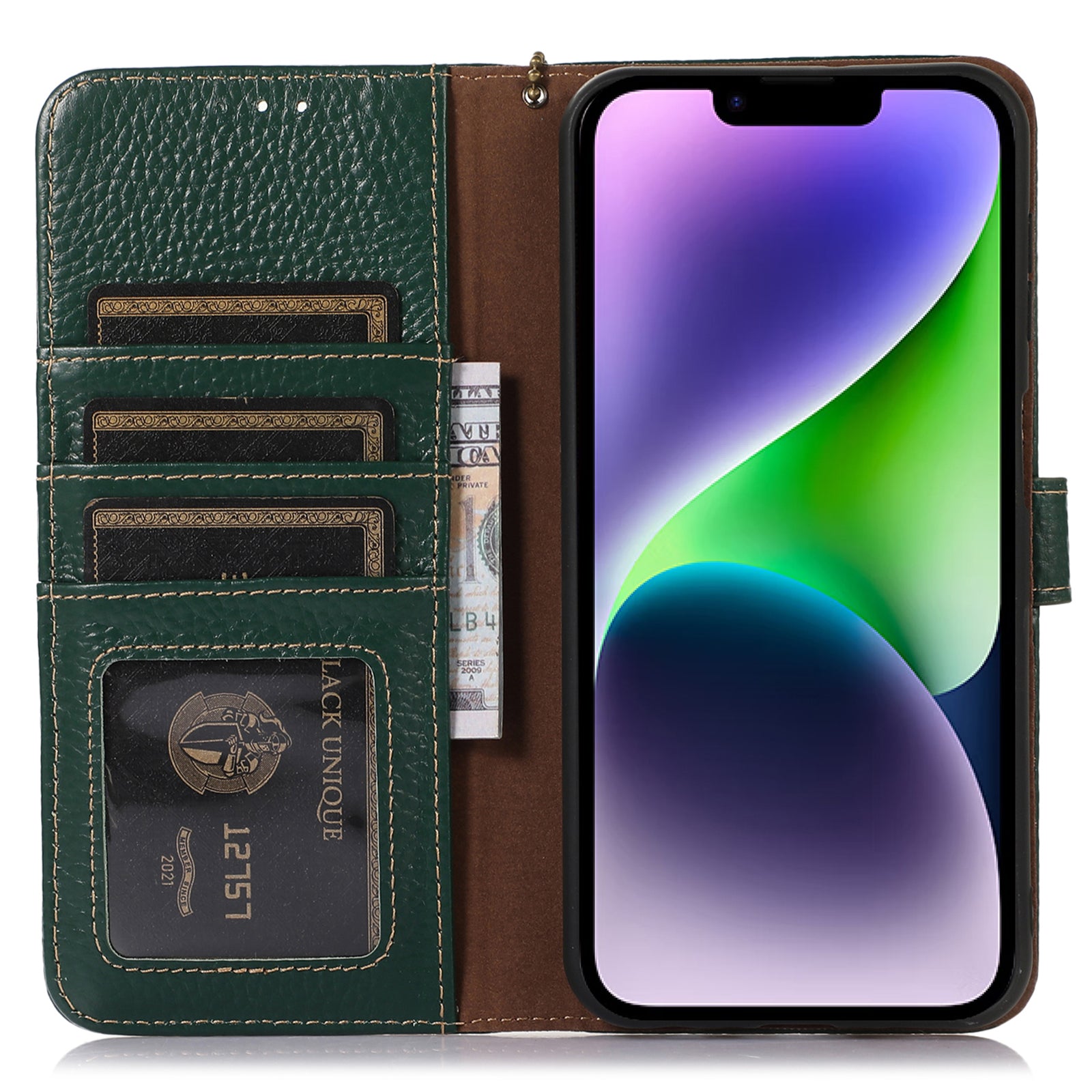 Pouzdro na telefon s blokováním RFID pro iPhone 14 Plus Originální pouzdro na peněženku s odklápěcím stojanem z hovězí kůže Pouzdro na telefon s blokováním RFID pro iPhone 14 Plus Originální pouzdro na peněženku s odklápěcím stojanem z hovězí kůže
